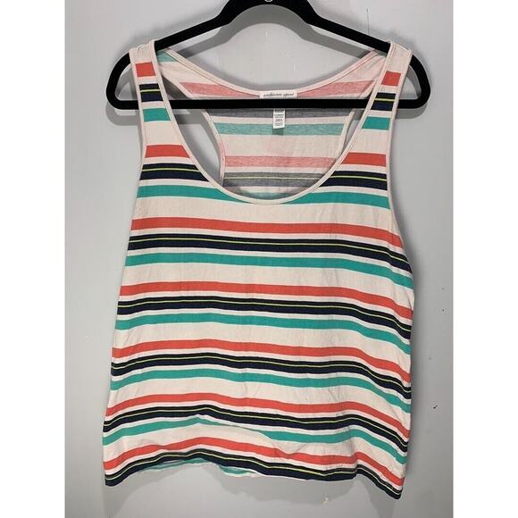 Striped Multicolor Womens Racerback Tank Top By Ambiance Apparel Size 2X - Picture 1 of 3
